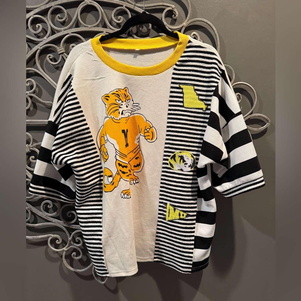 Women’s University of MO MU Mizzou tigers top sequin unique game day sz M XL
